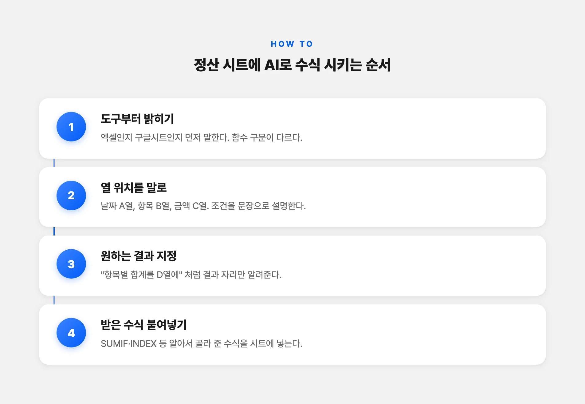 정산 시트에 AI로 수식 시키는 순서
