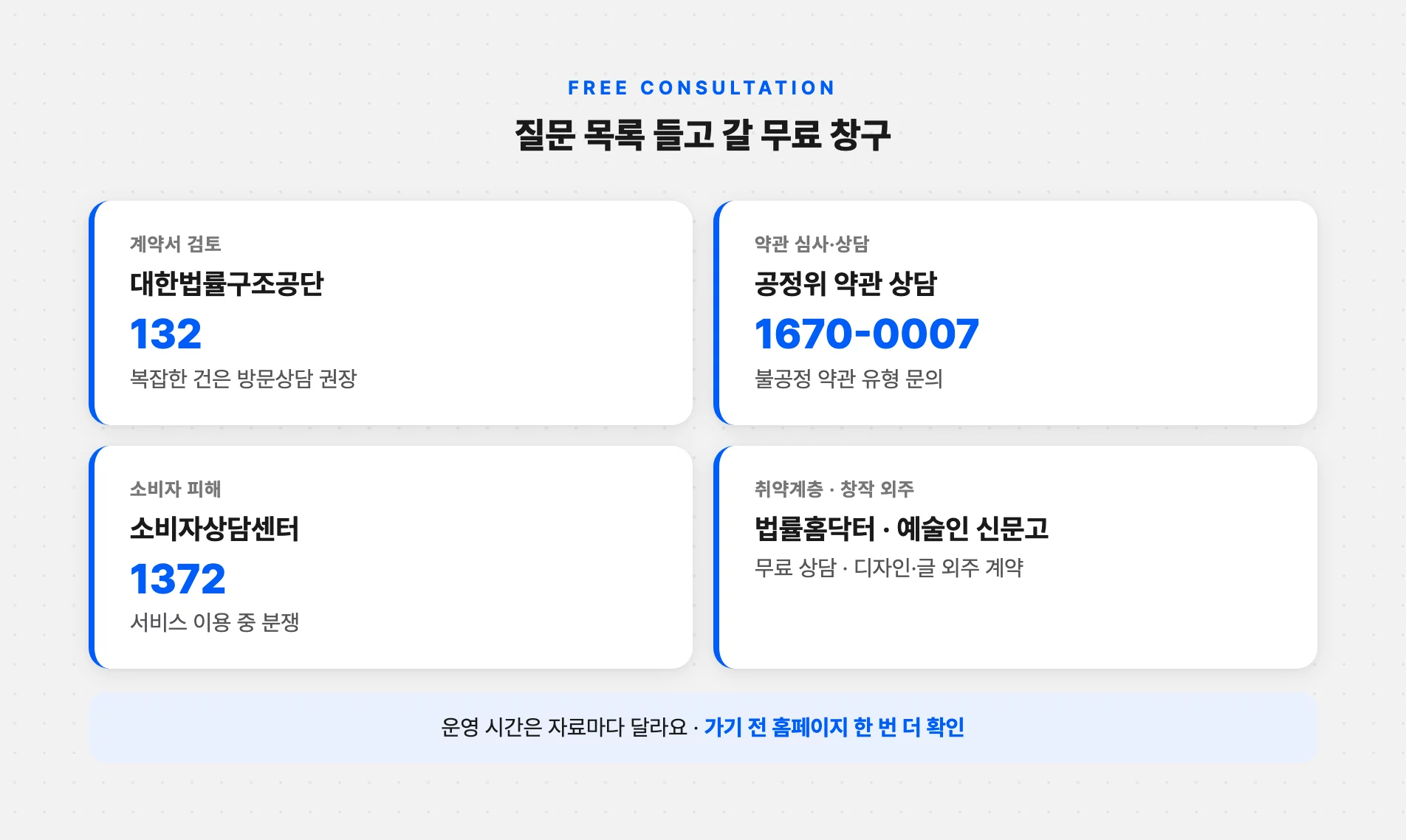 계약서·약관 무료 상담 창구 전화번호