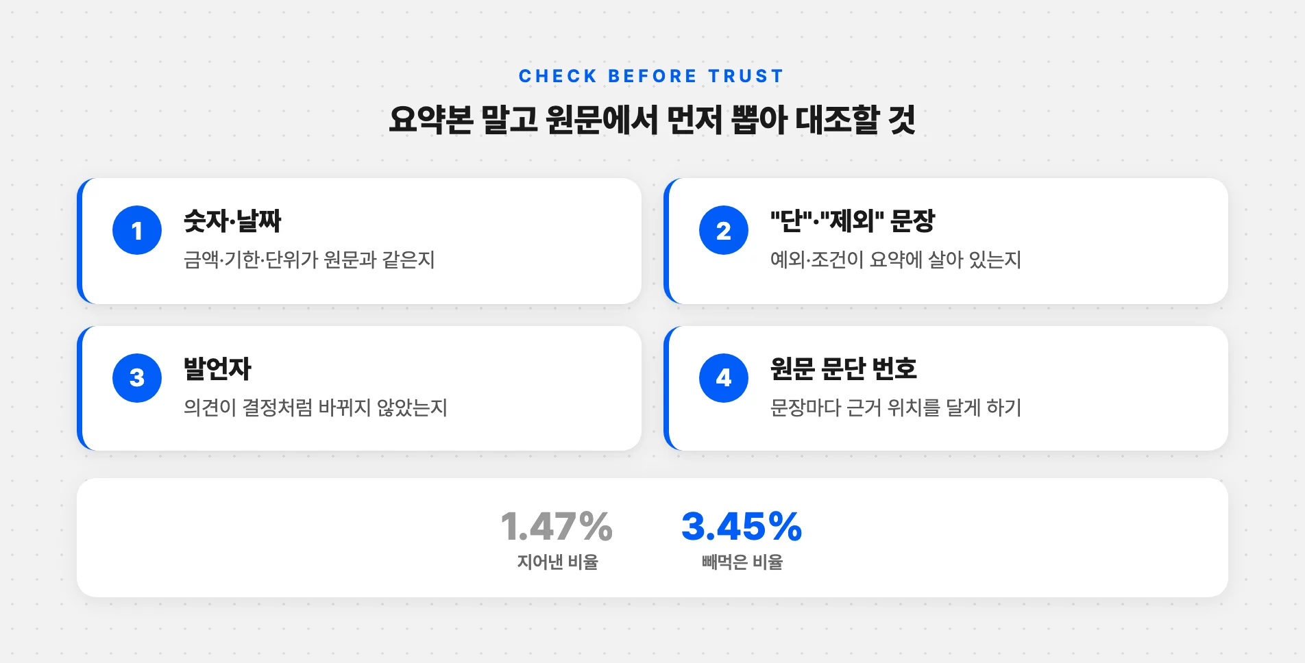 요약 전 원문에서 대조할 네 가지